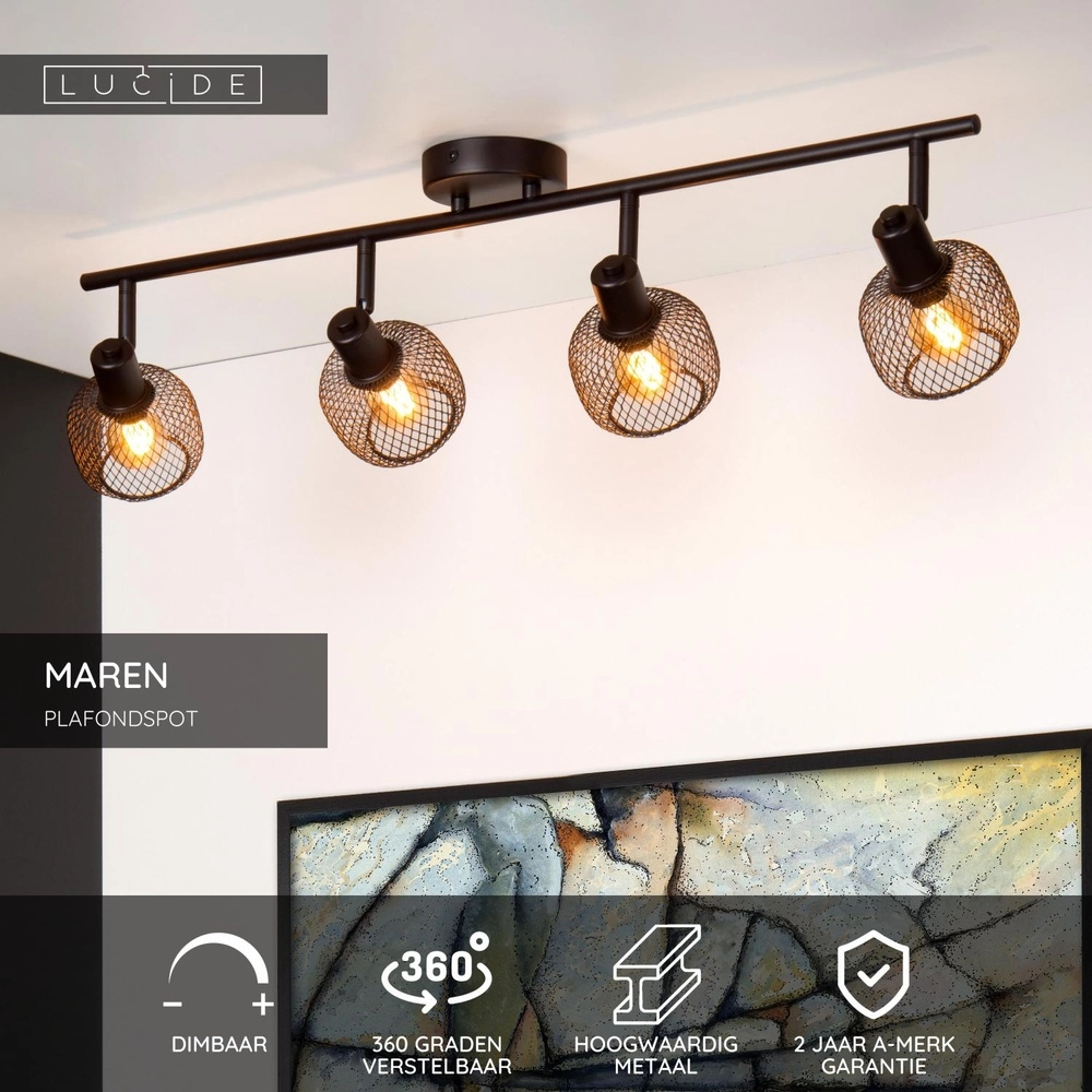 Éclairage de plafond Maren Noir à 4 lumières Lucide 5411212771117