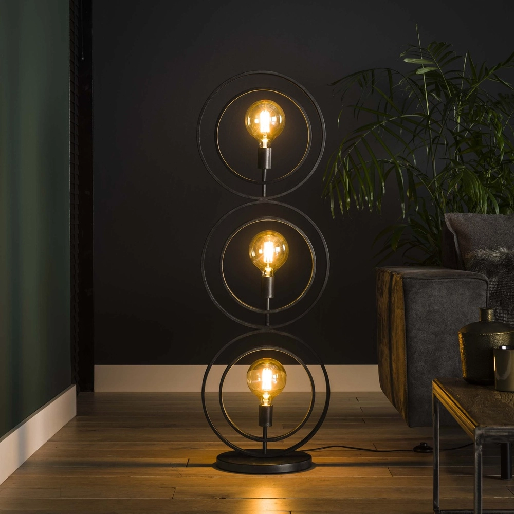 Lampe sur pied à 3 lumières en charbon Turn E27 - Ø 40cm Lyora 8716803513082