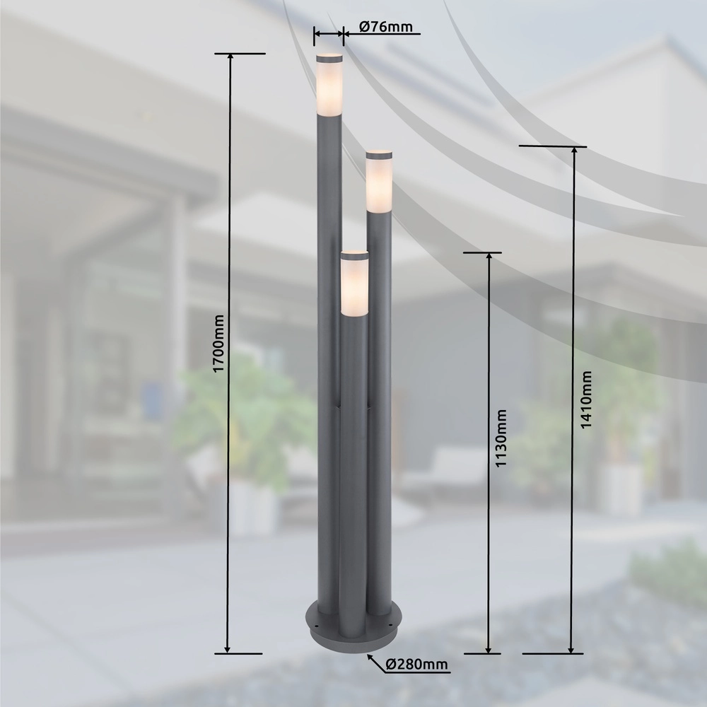 Lampe de jardin à 3 lumières Boston anthracite Globo 9007371414727