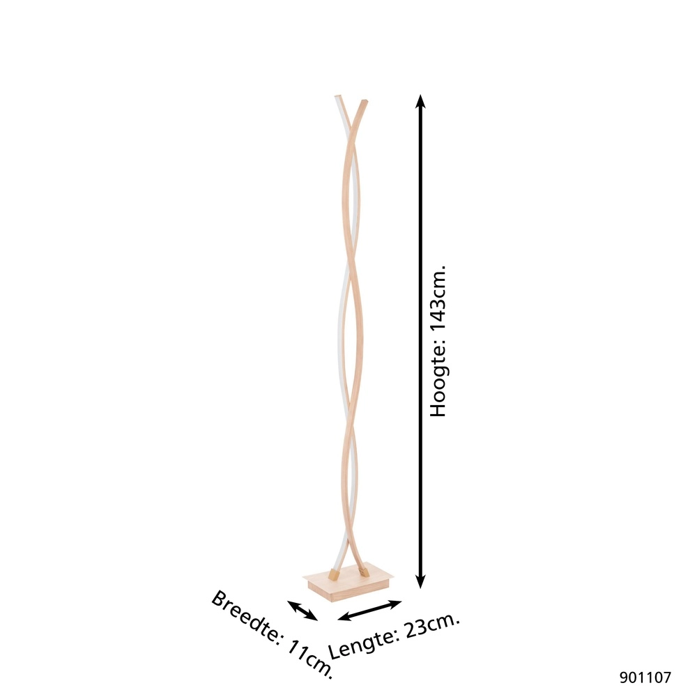 Lampe sur pied LED à l’aspect bois Lasana 4 143 cm Eglo 9008606310333