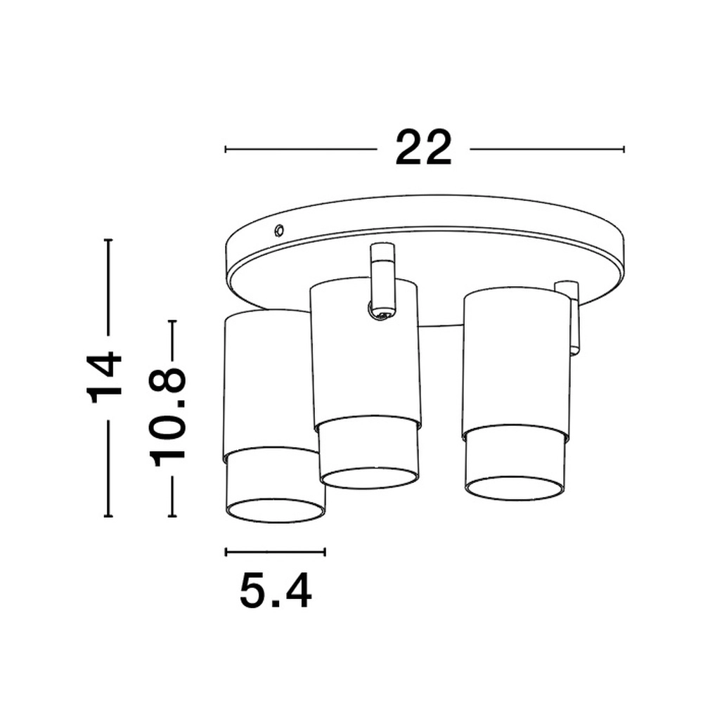 Spot de plafond Pogno 3 lumières noir avec rond doré Lyora 5212017430878