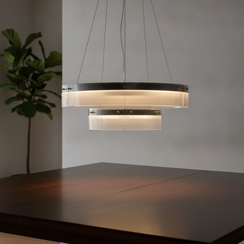 Suspension design Pauline double noir avec verre Ø 70cm