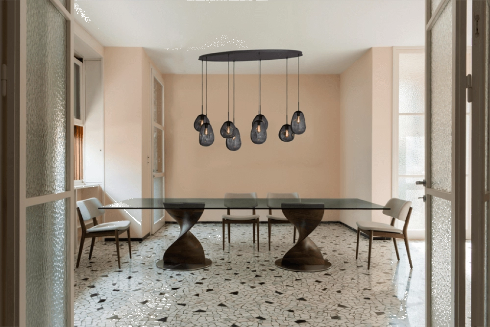 Lampe suspendue Lava Oval 8x verre à fumée Masterlight 8718121290195