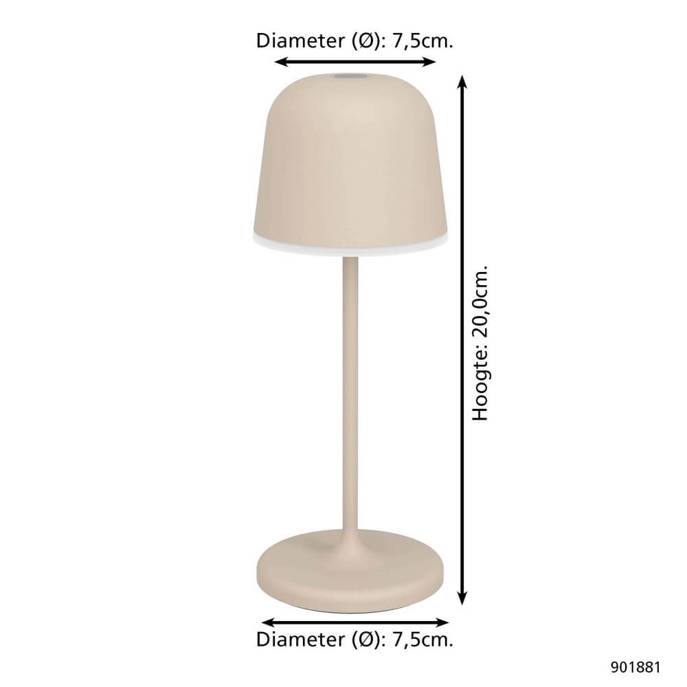 Lampe de table Mannera rechargeable brun sable Eglo 9008606355549