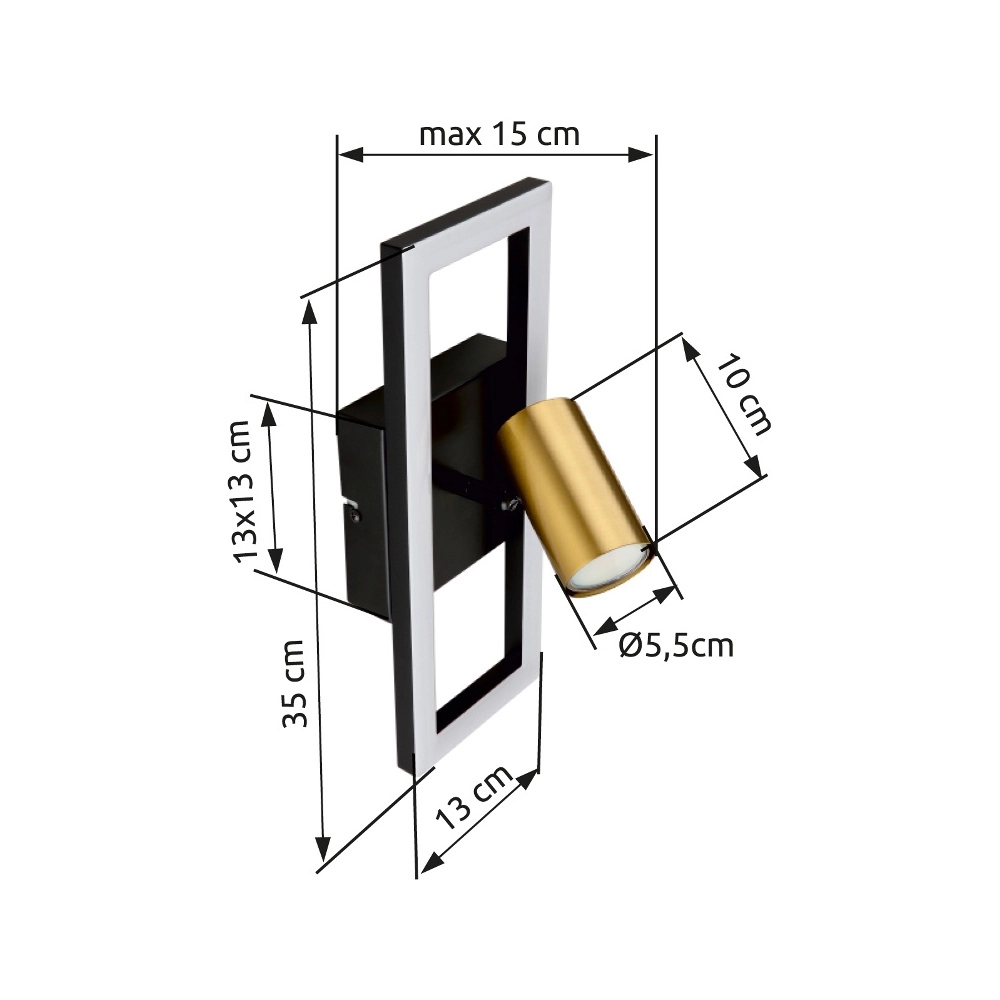 Lampe murale de conception Marrie noir avec or Globo 9007371432172