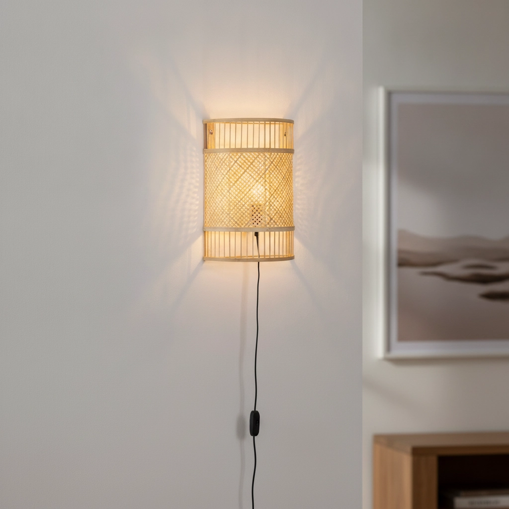 Applique murale en bambou Pale avec câble