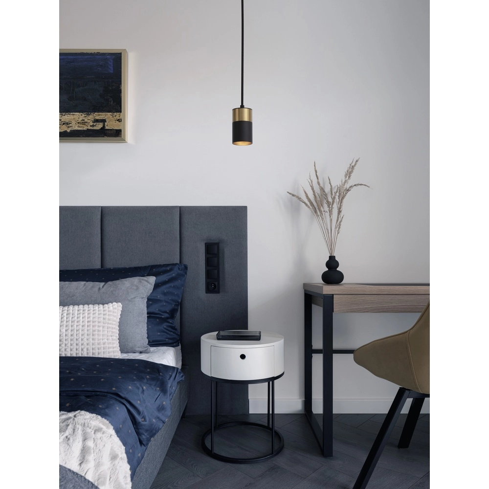 Suspension Pongo S simple 9,5 cm doré avec noir Lyora 5212017430335