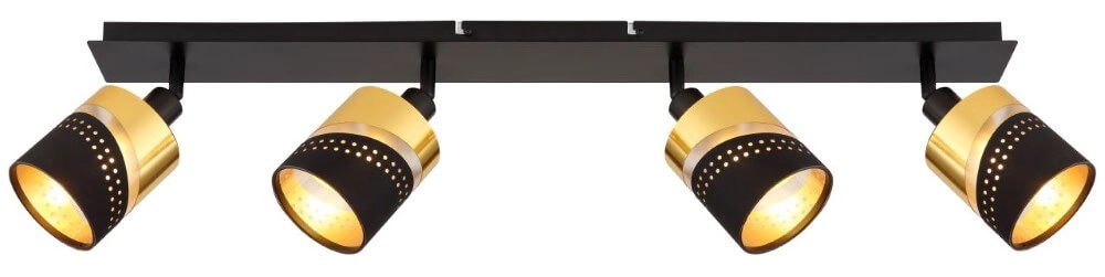 Spot de plafond 4 lumières Or noir avec de l'or Globo 9007371455706