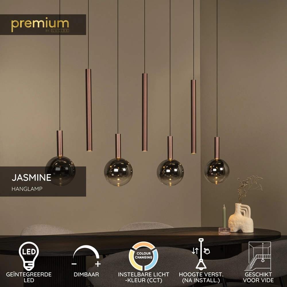 Lampe pendante de conception Jasmine Double feux en cuivre Premium by Lucide 5411212741295