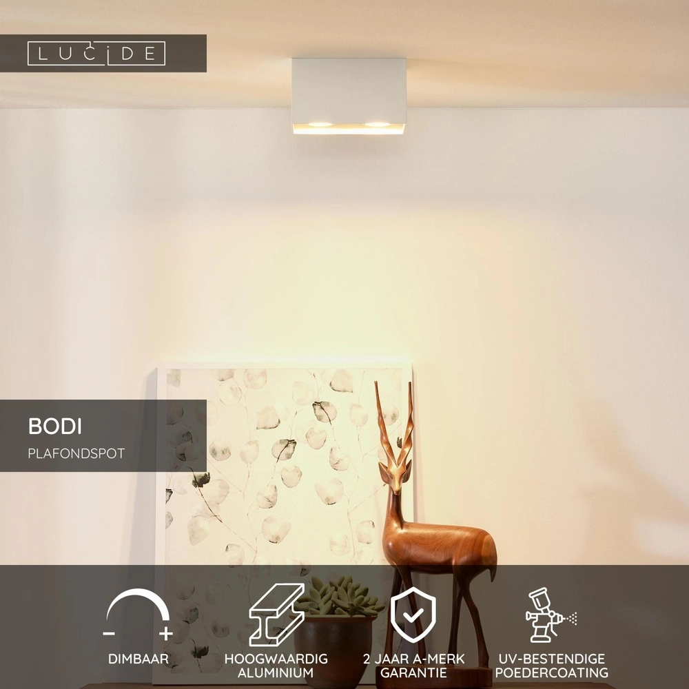 Projecteur de plafond Bodi Blanc à deux lumières Lucide 5411212091598
