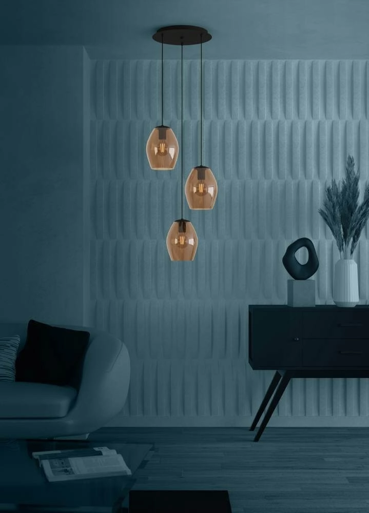 Lampe à suspension en verre ambré Estanys 1 3 lumières Stars of Light 9008606235940