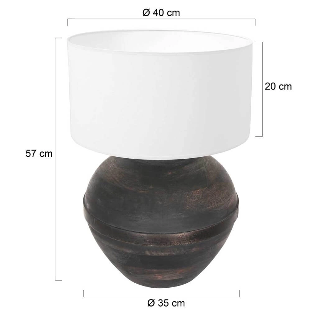 Lampe de table chic Lyons B avec abat-jour en chintz blanc Steinhauer 8712746166583