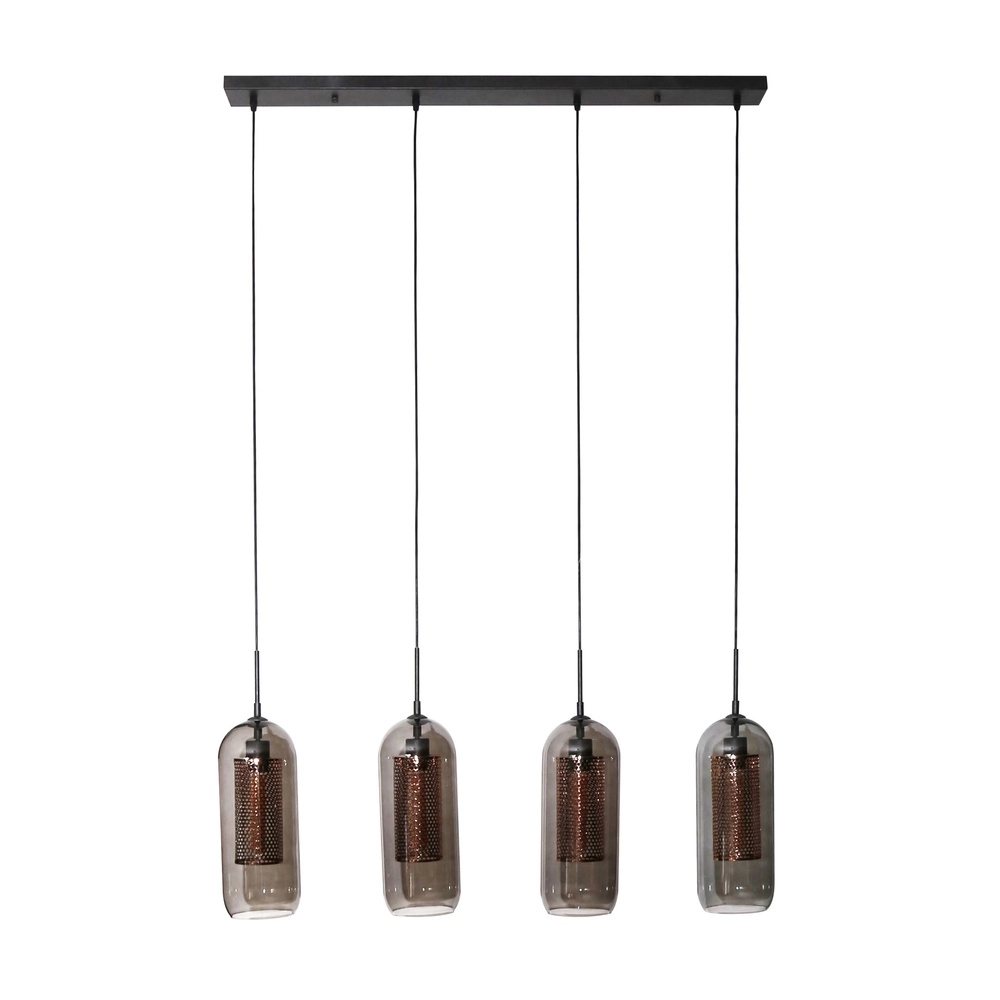 Suspension 4L Smoke E27 - noir avec cuivre Lyora 8716803512139