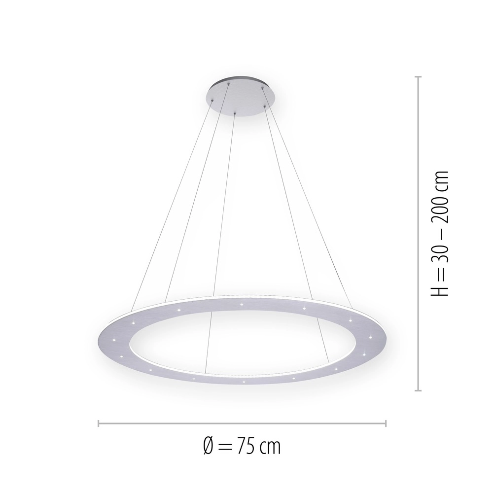 Suspension LED Pure Cosmo Métal brossé - Ø 75cm Paul Neuhaus 4012248350751