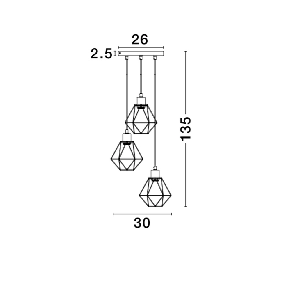 Suspension Pietra 3 lumières Ø 30cm Lyora 5212017402356