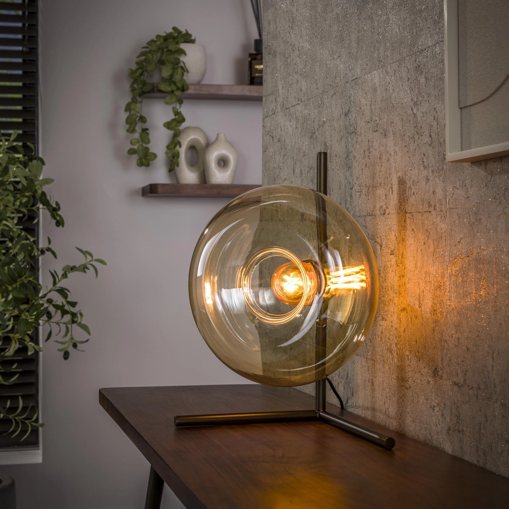 Lampe de table en verre Soll Ø 27cm - verre ambré