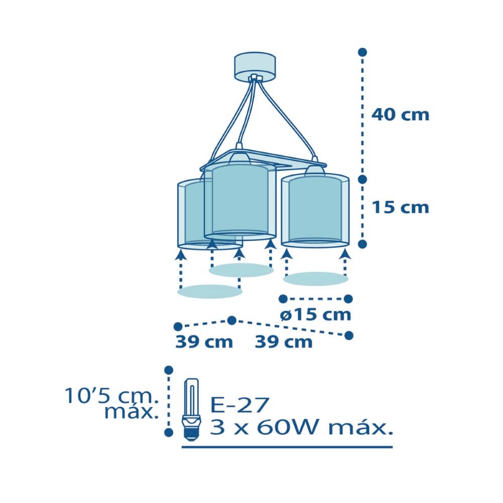 Lampe suspendue chambre d'enfant Police 3 lumières rouge avec bleu Dalber 8420406606149