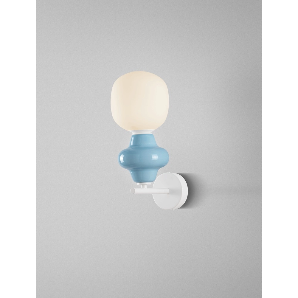 Applique murale Clio céramique bleue avec verre blanc