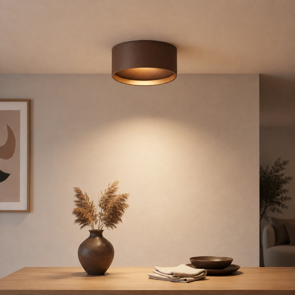 Éclairage de plafond de salle de bain Oran Ø 12cm - Bronze brossé