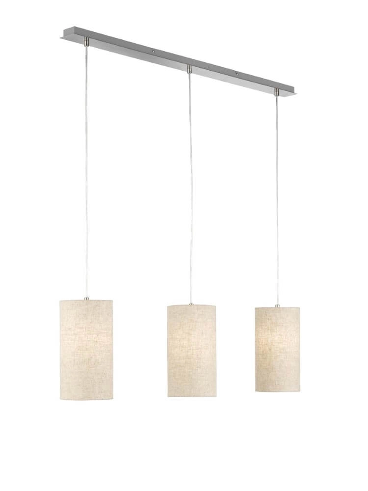 Lampe suspendue 3 lumières Thor avec du lin couleur sable