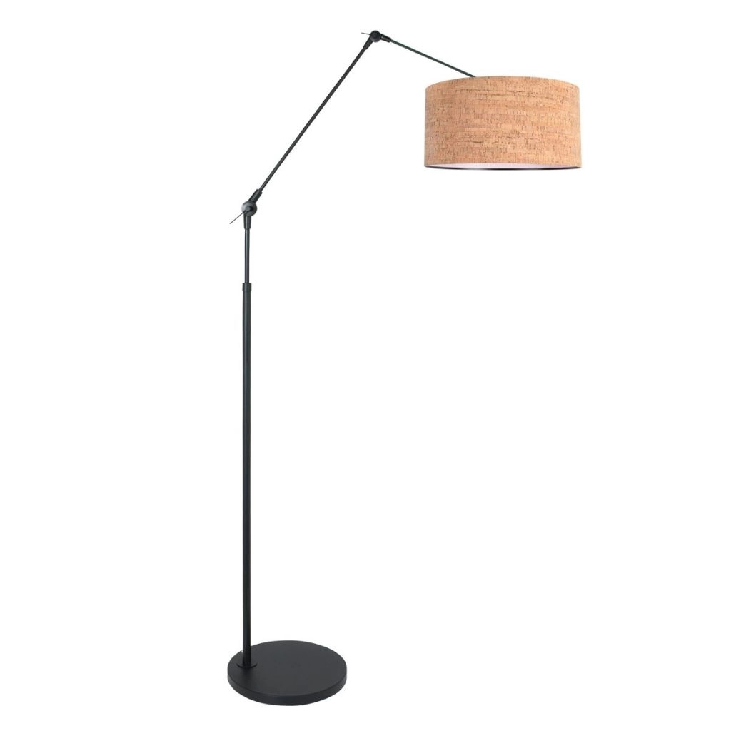 Lampe sur pied noire Prestige Chic avec un chapeau en liège Ø40cm
