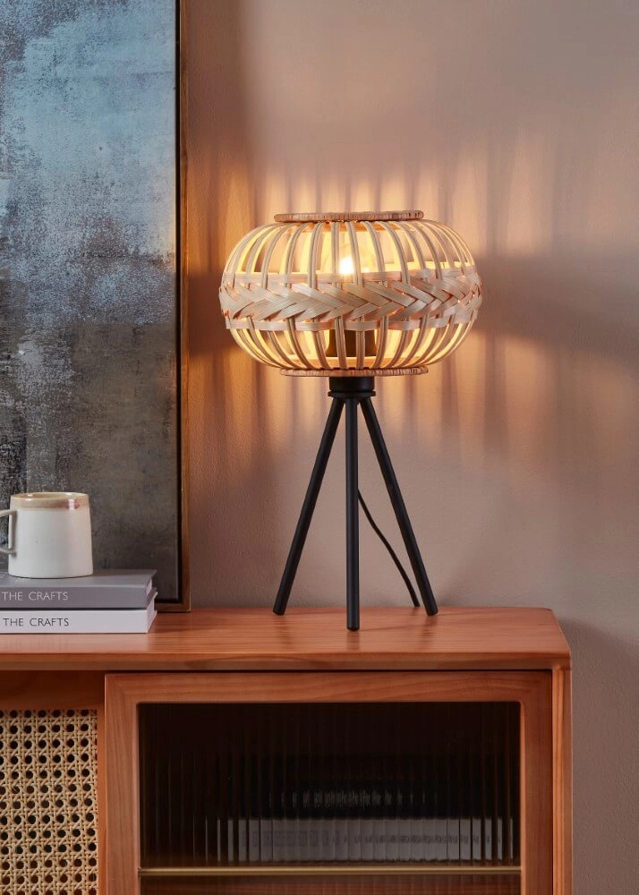 Lampe de table en rotin Amsfield 1 Eglo 9002759438654