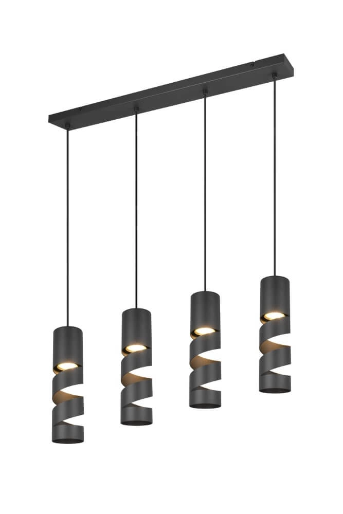 Lampe suspendue tube 4 lumières Stream noir Lampe suspendue tube 4 lumières Stream noir