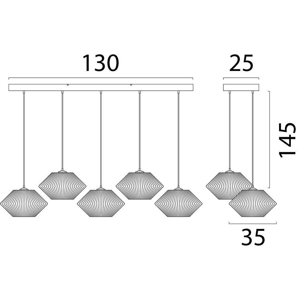 Lampe pendante de table à manger Bicono 5x Ø35cm Masterlight 8718121352855