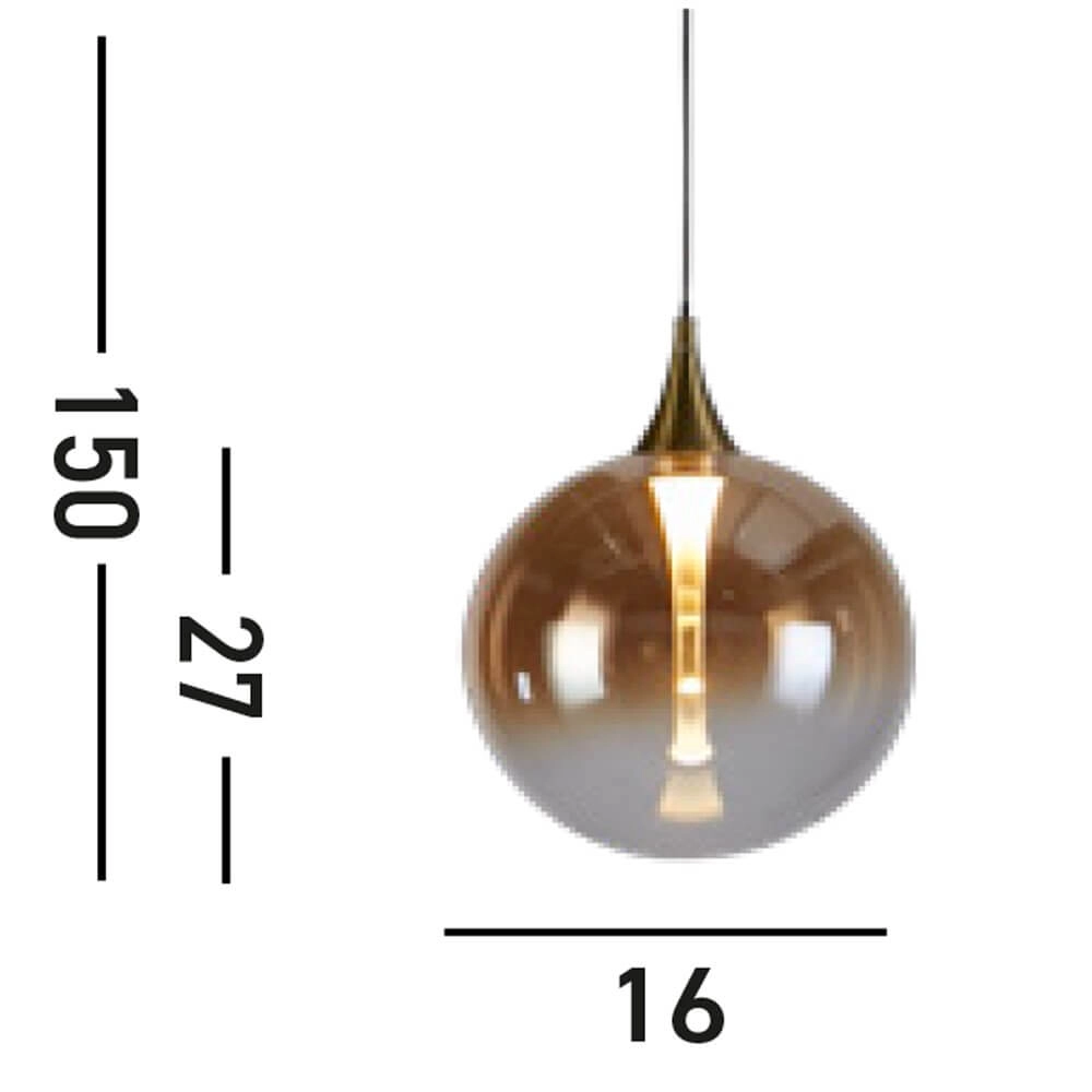 Suspension 1 lumière Alchemy Verre ambré Searchlight 5053423273822