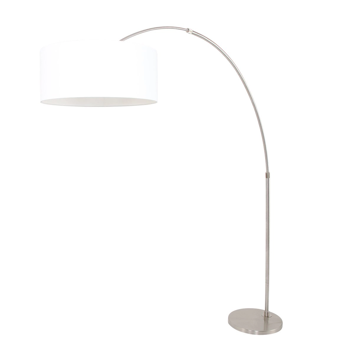 Lampe à arc Gramineus 50 Acier inoxydable avec abat-jour blanc Lampe à arc Gramineus 50 Acier inoxydable avec abat-jour blanc