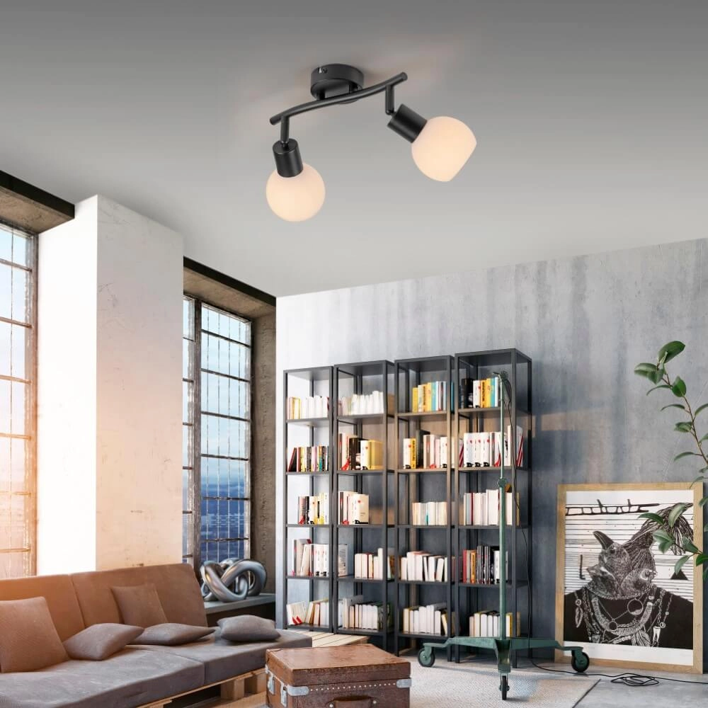 Plafonnier noir Loki 2 lumières Just Light 4043689000769