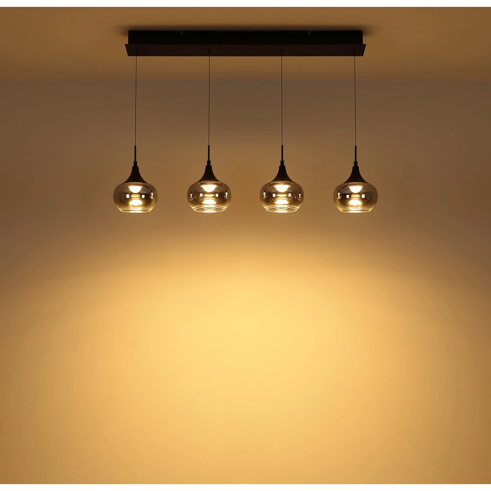 Lampe pendante de conception Lui Noir à 4 lumières Globo 9007371589609