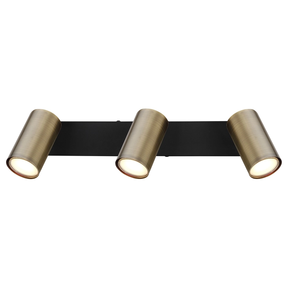 Lampe de plafond à 3 lampes Robby noir avec bronze Globo 9007371442980