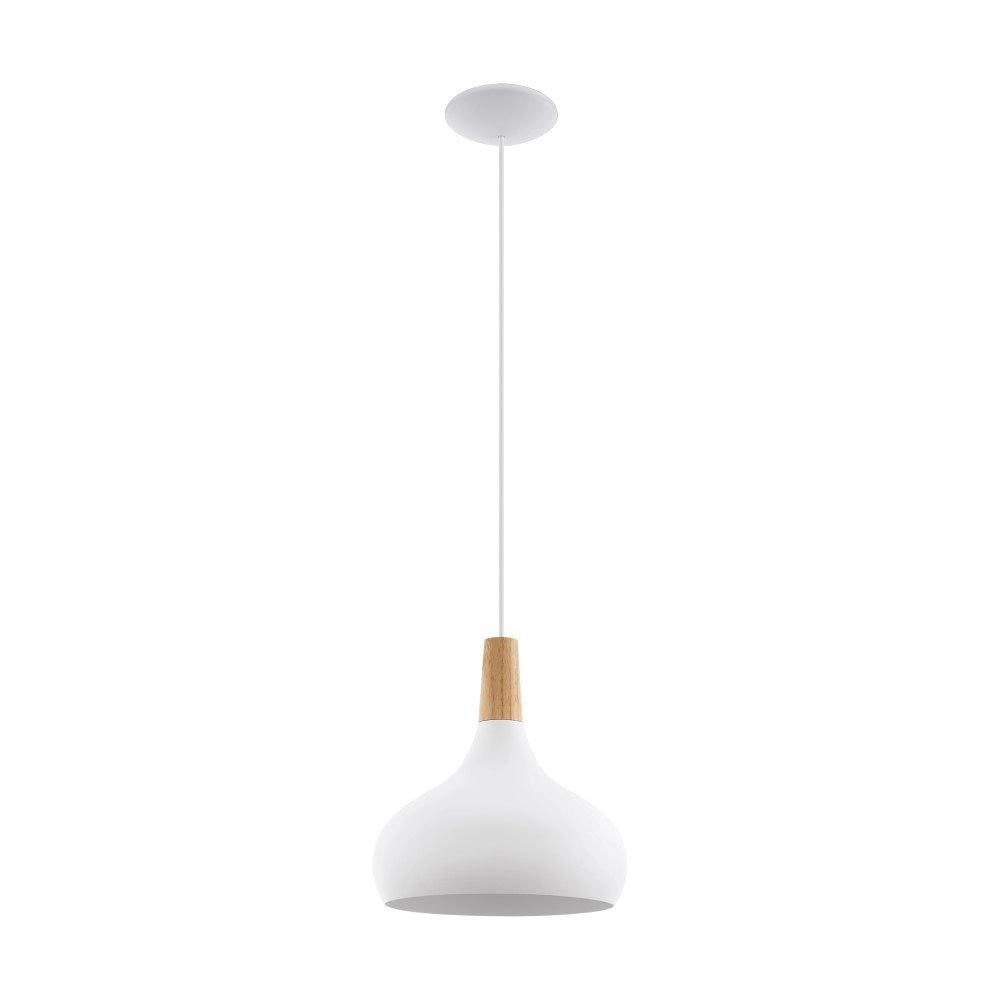Lampe à suspension Sabinar 28cm blanc avec bois marron Eglo 9008606299980