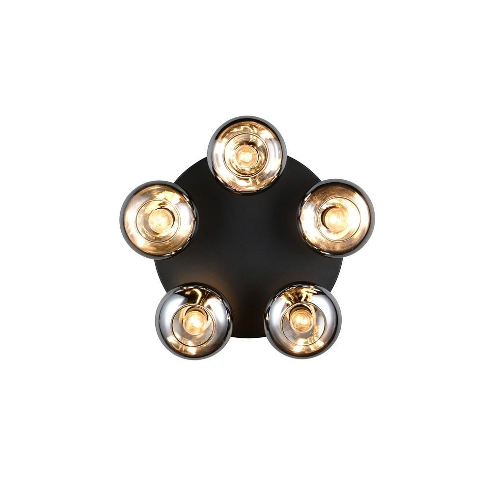 Plafonnier Divina Noir à 5 lumières avec verre fumé Trio 4017807667462