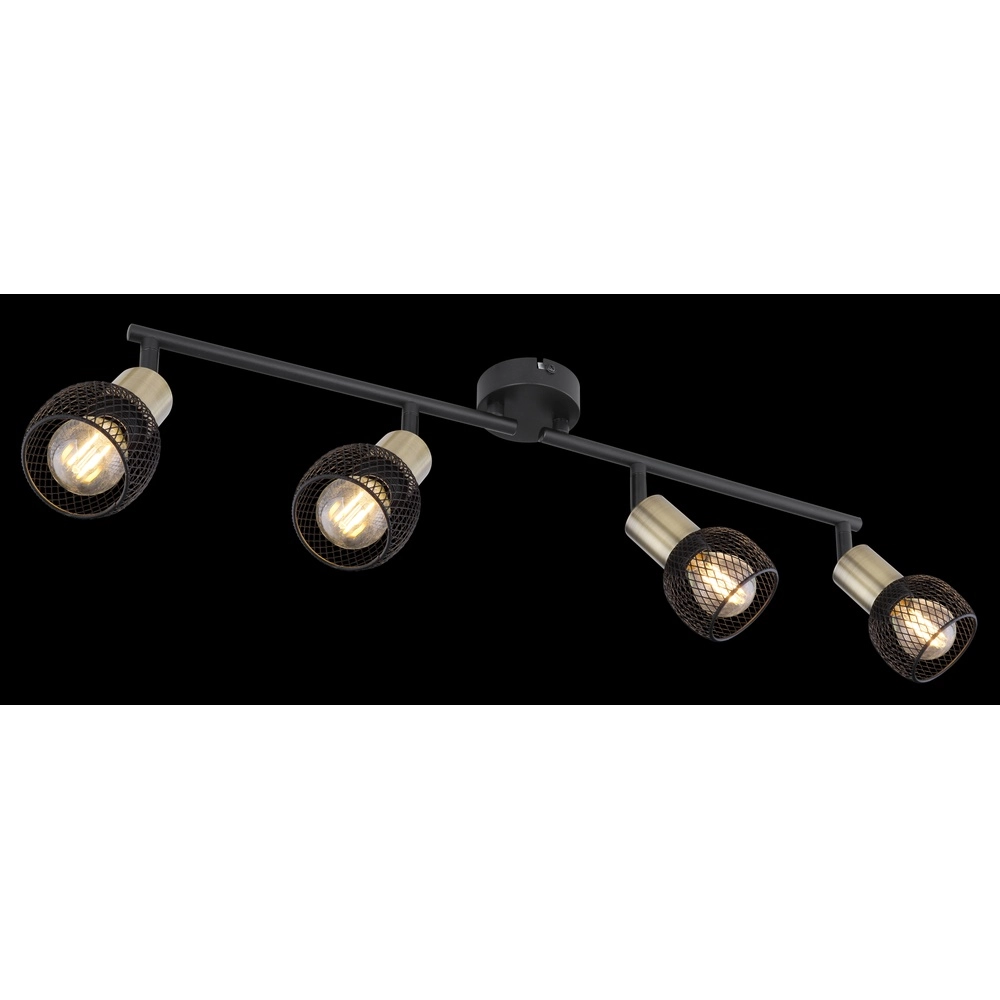 Lampe de plafond Fiastra 4 lumières noires avec maillage Globo 9007371418121
