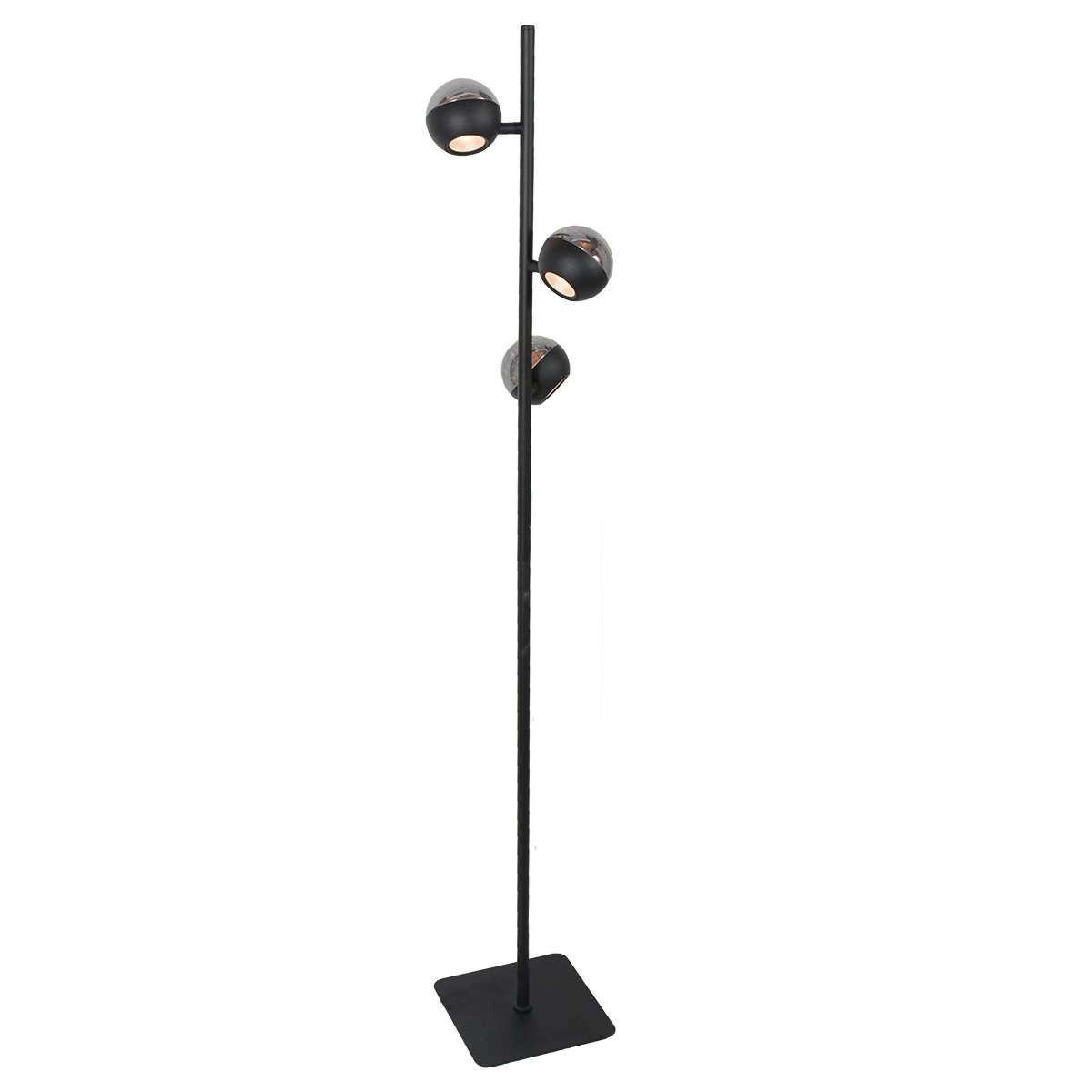 Lampe sur pied à LED Belluno 3-Noir clair - verre