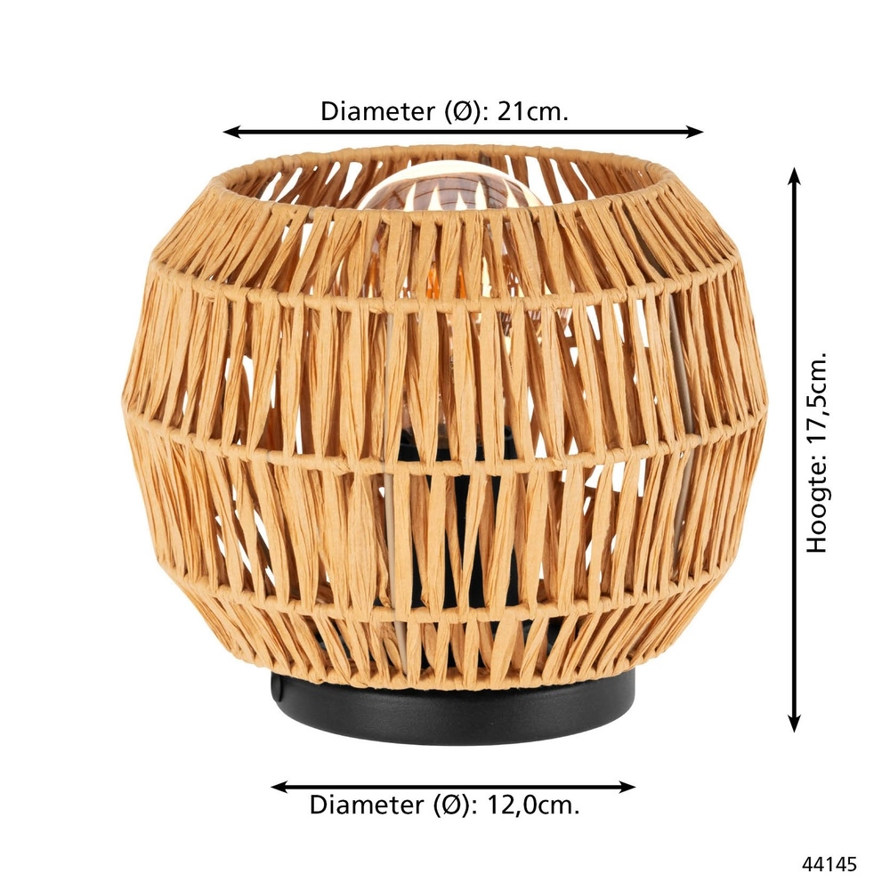 Lampe de table en rotin Sheldon Ø 21cm Eglo 9008606359806