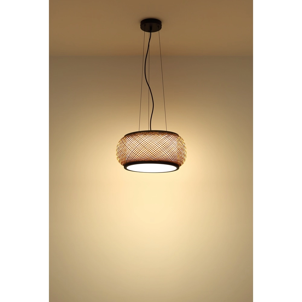 Lampe suspendue Bambora noir avec du bambou Globo 9007371578795