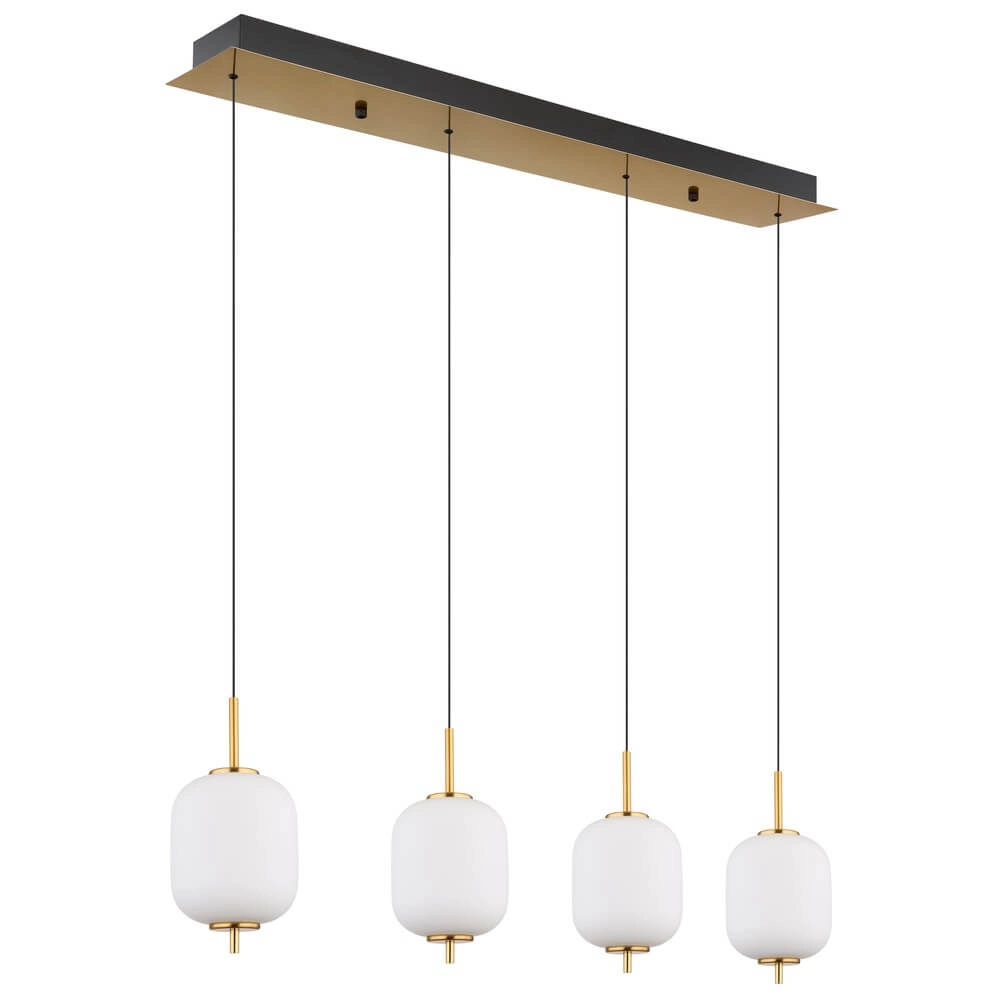 Suspension dorée Ewald Verre blanc à 4 lumières Globo 9007371449583