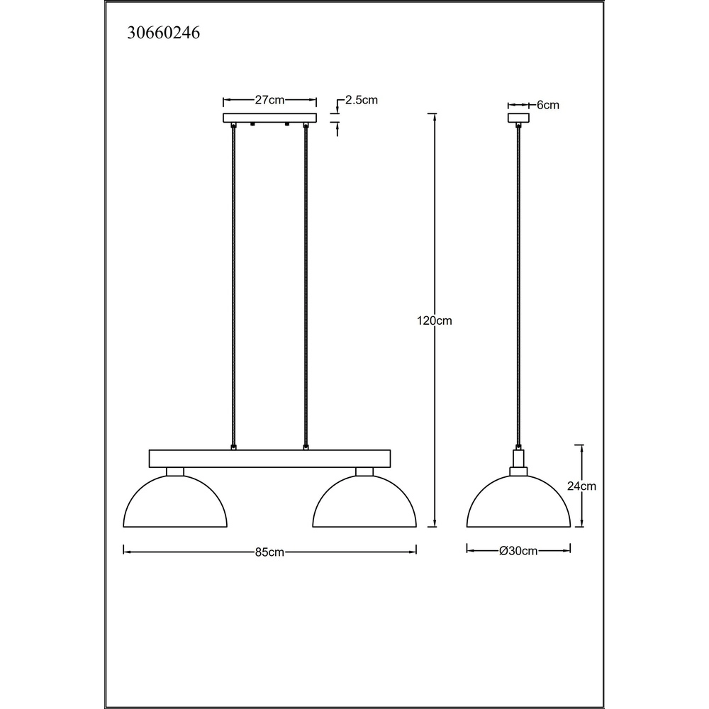 Lampe pendante de campagne Romy 2-noir clair avec bois Globo 9007371583355