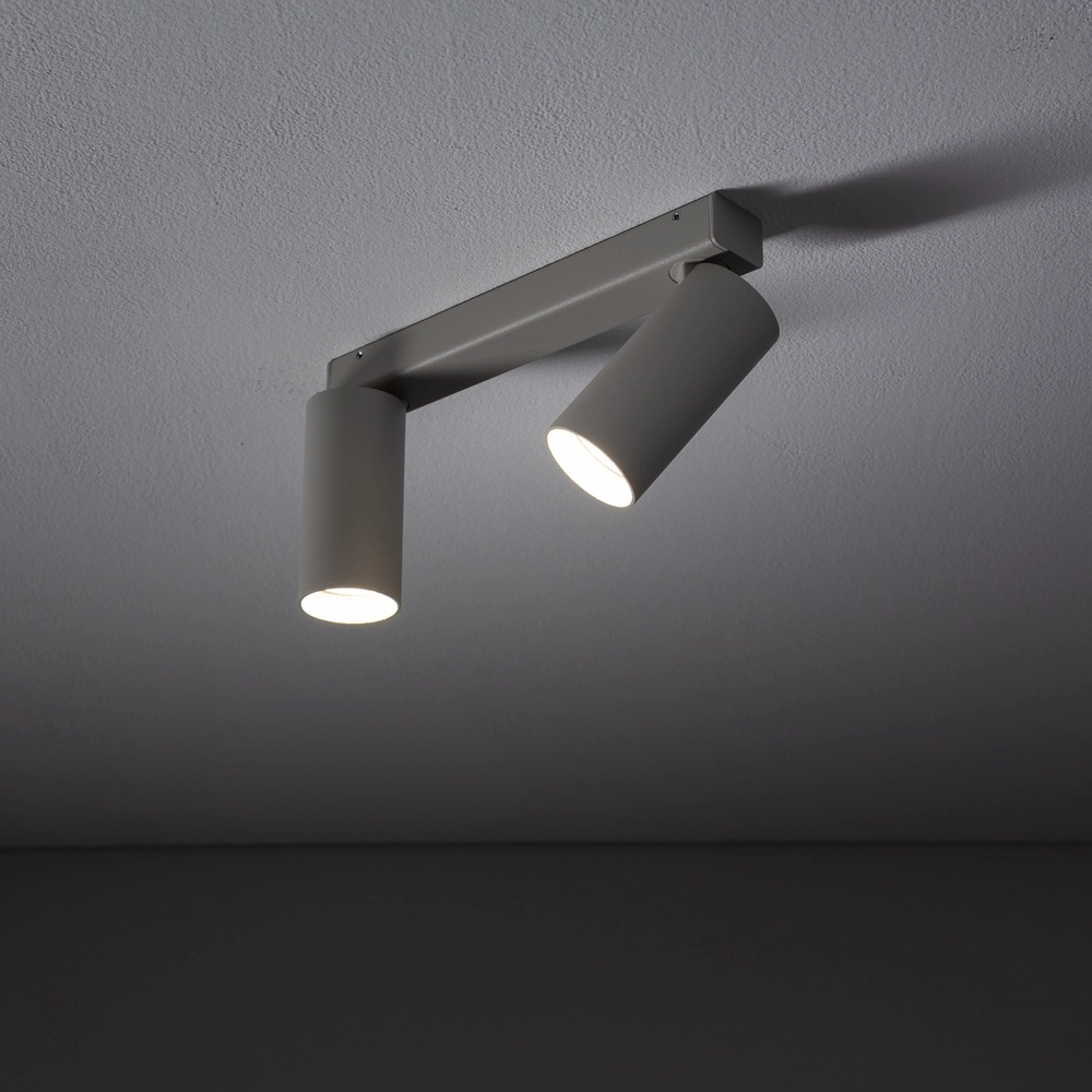 Spot monté en surface 2x GU10 Fourty Gris clair Lyora 5903139114370