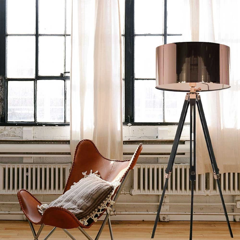 Lampadaire tripode Jewel 150cm noir avec cuivre rouge Artdelight 8719831733040