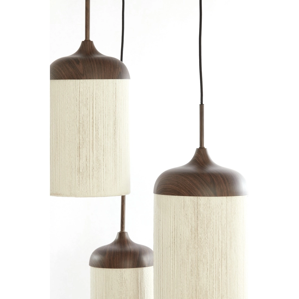 Lampe pendante à 3 lampes Danialo brun noyer avec corde Light & Living 8717807816711