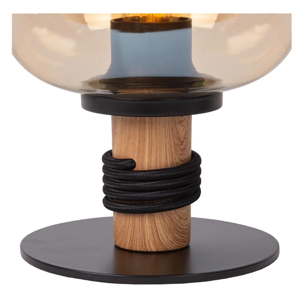 Lampe de table Ilona noir avec verre ambré Lucide 5411212452696