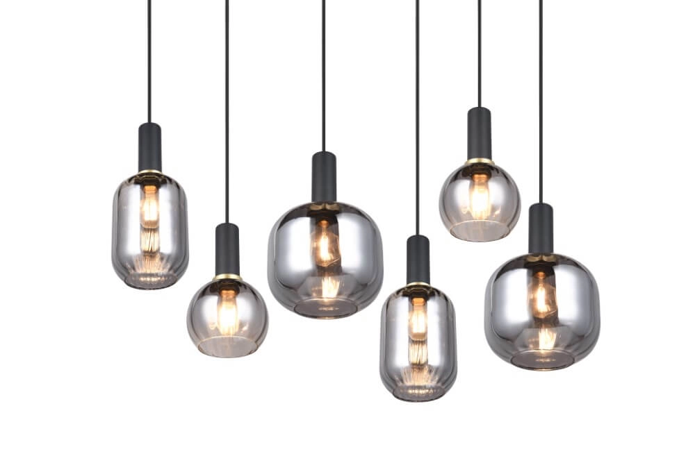 Lampe suspendue pour salle à manger Diva 6 lumières - verre fumé Trio 4017807614572