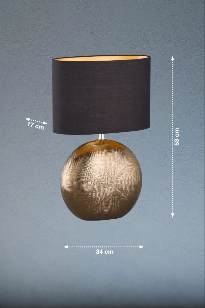 Lampe de table or avec noir Foro 53 cm Fischer & Honsel 4003694505567