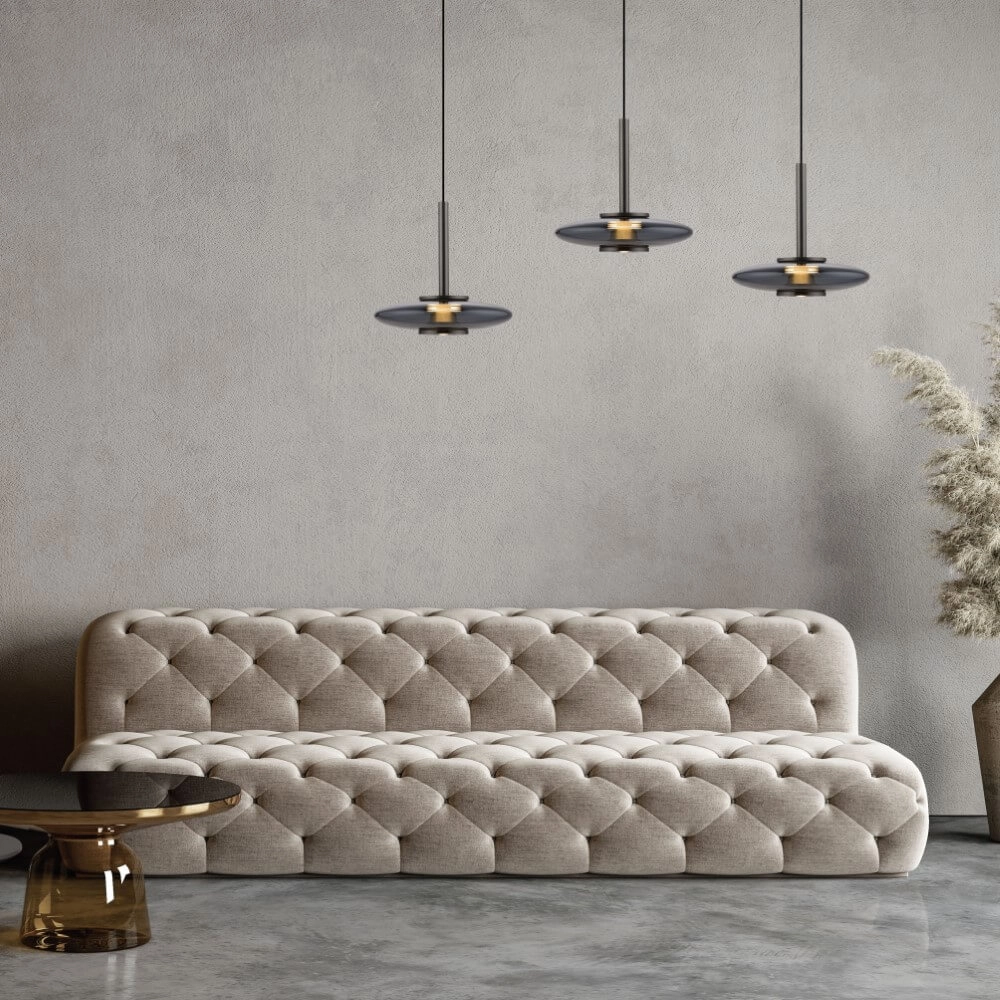 Lampe suspendue 3 lumières Pure Vitrum conception gris Paul Neuhaus 4012248382646