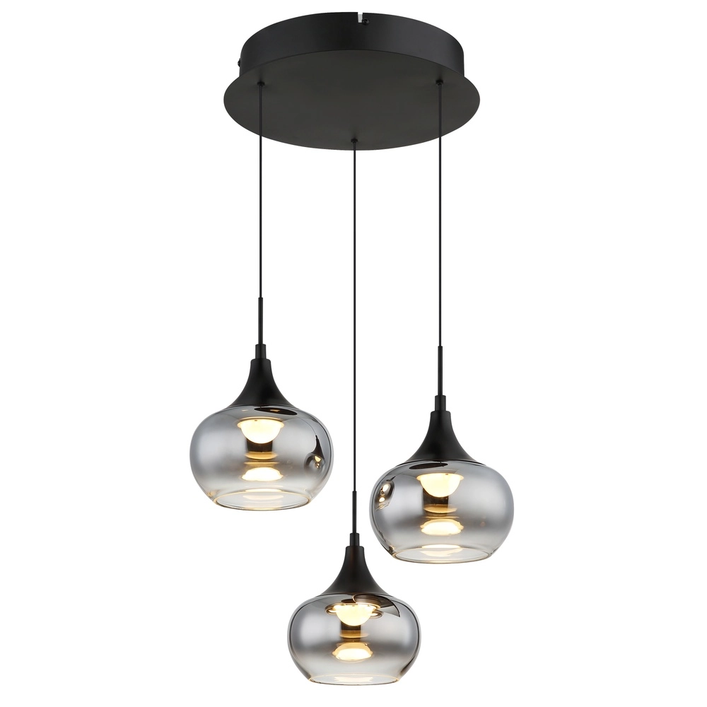 Lampe pendante de conception Lui Noir à 3 lumières