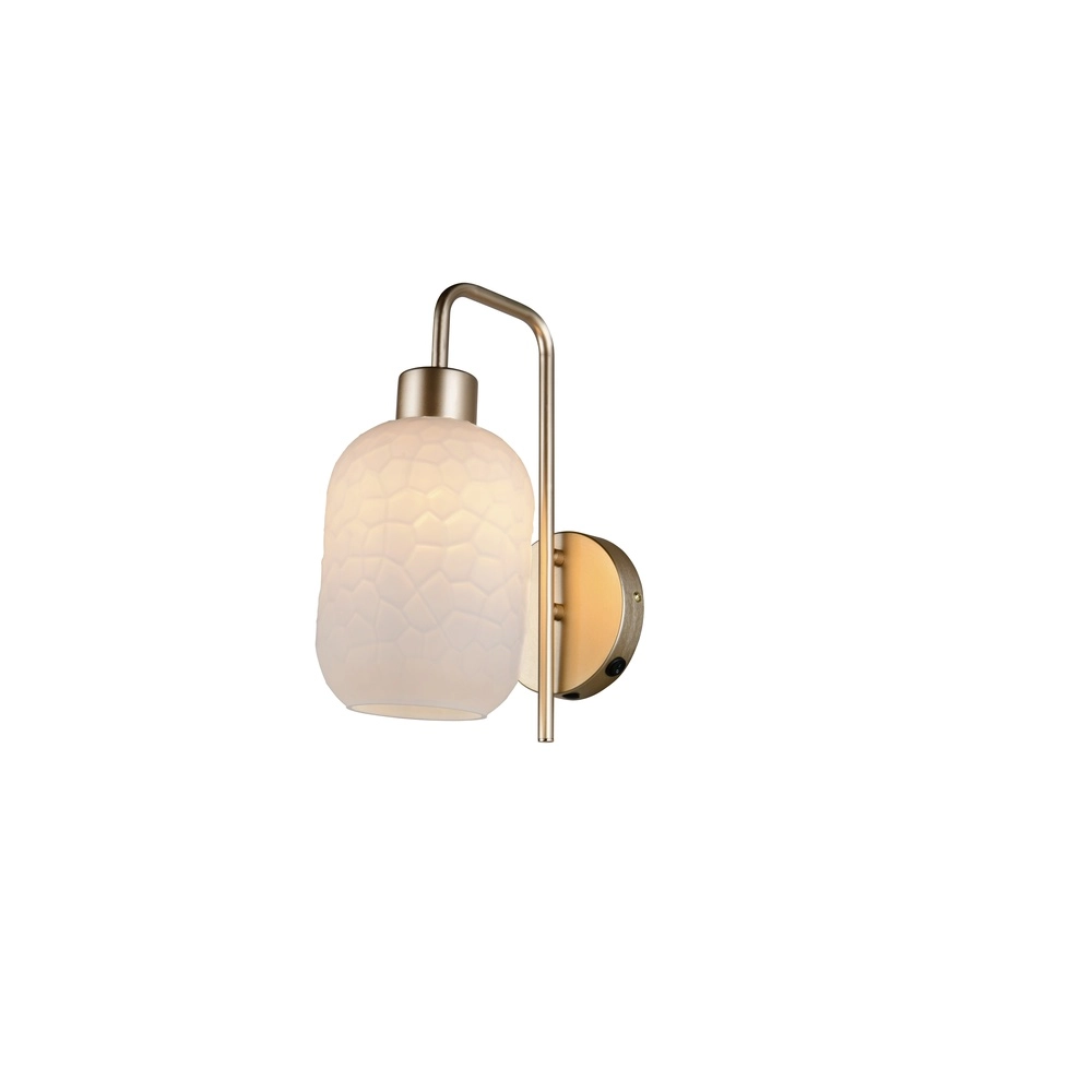 Lampe murale Emelie Or avec verre blanc